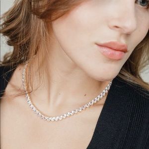 Heart shaped crystal tennis statement necklace